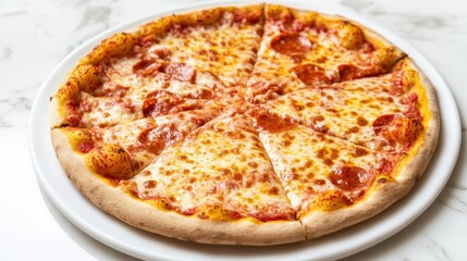 Elegant Pizza on White Marble Table
