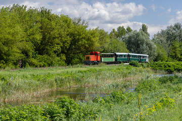 Narrow gauge railway from Balatonfenyves to Csisztafurdo near Balaton, Somogy region, Hungary