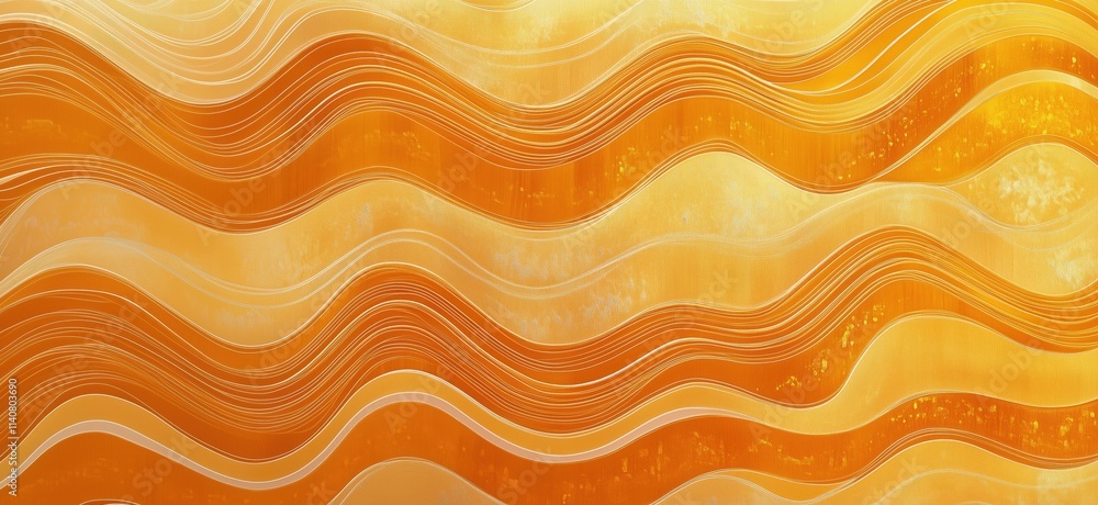 Poster wavy orange abstract pattern with smooth lines and gradients, creating a warm and vibrant visual eff