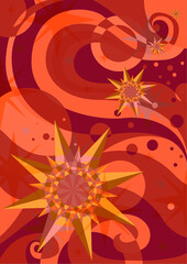 artistic sun star and moon abstract background