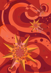 artistic sun star and moon abstract background