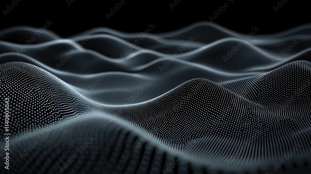 Poster Abstract representation of flowing waves in a dark environment.