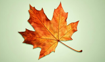 A vibrant autumn maple leaf on a soft background, showcasing seasonal beauty.