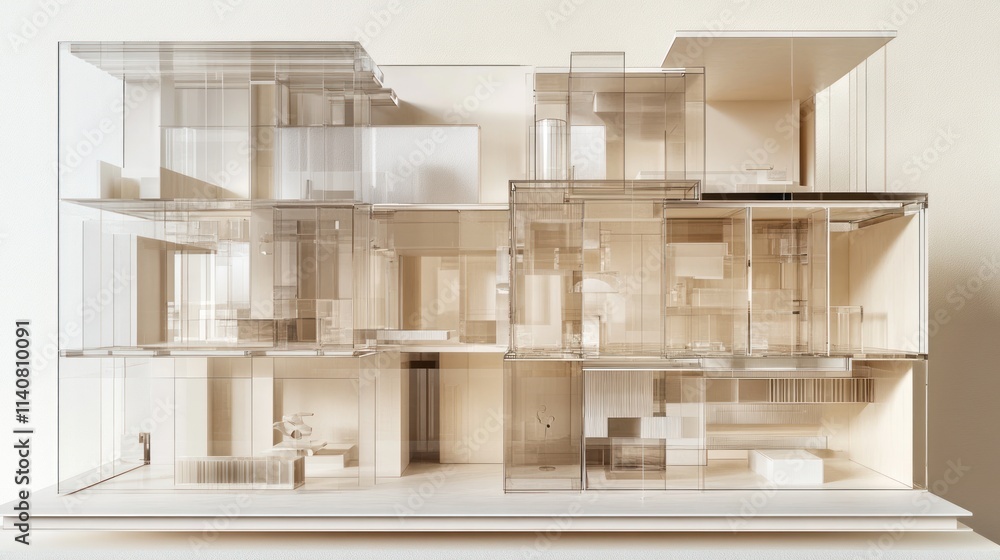 Poster A transparent architectural model showcasing modern design and spatial organization.