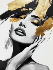 Golden Woman Portrait: A Striking Abstract Art Piece