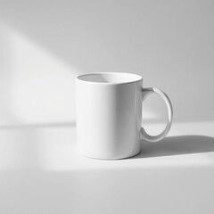 Fototapeta premium Modern Minimalist White Ceramic Coffee Mug on Neutral Background