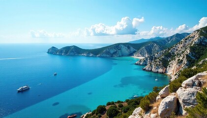 Obraz premium The sky above a calanque with different shades of blue, peace, serenity