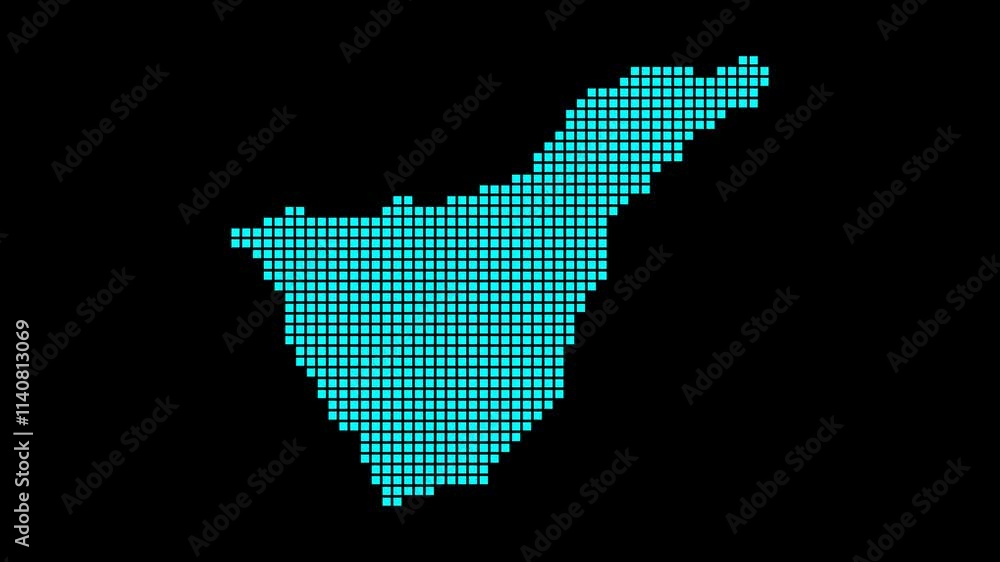 Poster tenerife digital map. map of tenerife in a dotted style. the shape of the island is filled with rect