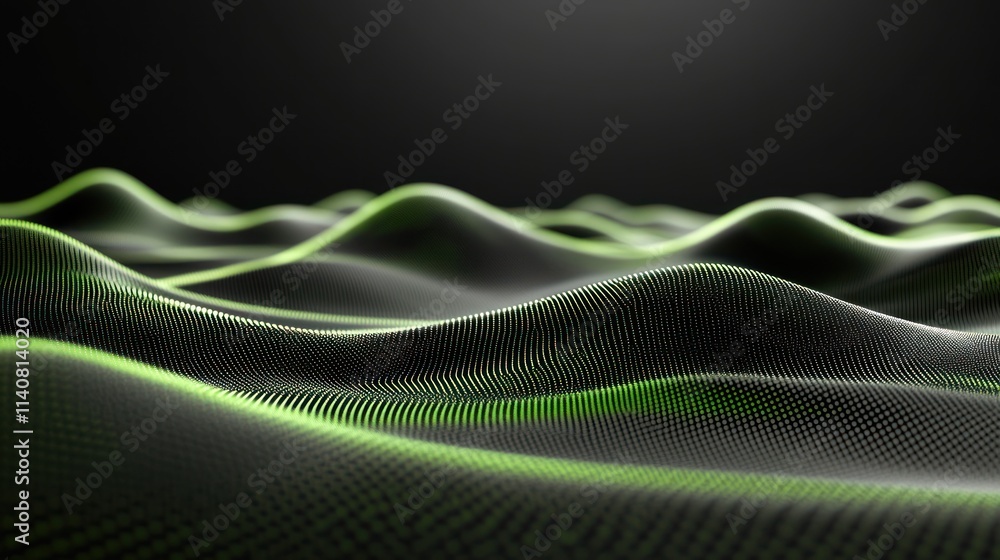 Aufkleber Abstract representation of flowing waves with a green and black color scheme.