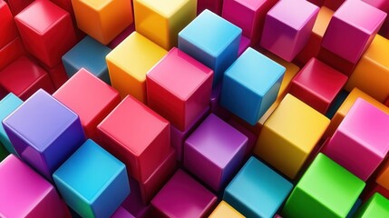 Obraz premium Vibrant Colorful Cubes Abstract 3D Render