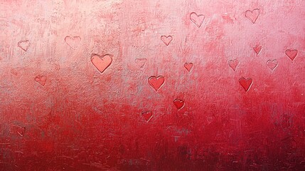 A textured background with a gradient of red and pink, adorned with subtle heart patterns for a festive touch