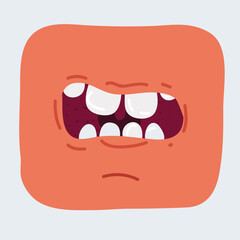 Cartoon vector illustration of angry smiling mouth