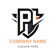Pc monogram logo design template