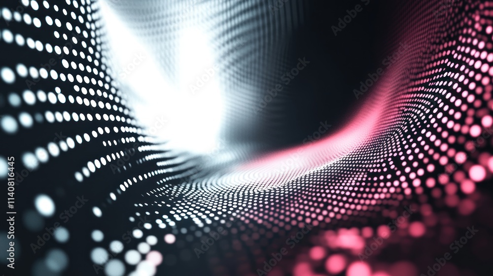 Poster Abstract digital wave with glowing dots in a gradient of light and dark hues.