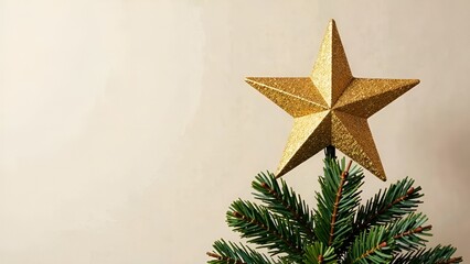 Christmas tree decorations. the golden star on the Christmas tree