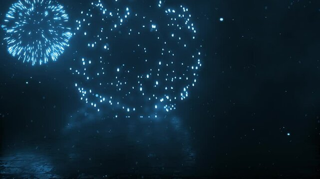 Fireworks explosion blue background
