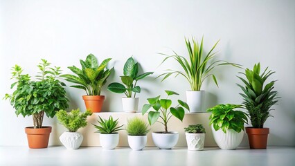 Obraz premium White Background Plant Photography: Minimalist Botanical Images, Studio Shot Plants, Clean Plant Pictures