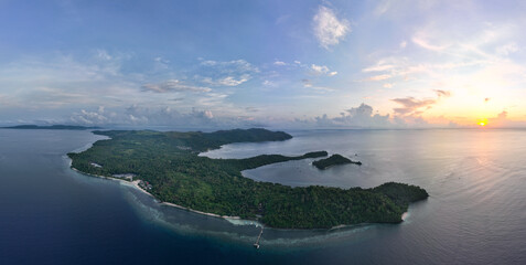 The scenic island of Bangka, just north of Sulawesi in Indonesia, is fringed by healthy coral reefs and mangroves. This area is part of the Coral Triangle and harbors astounding marine biodiversity.