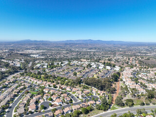 Aerial view of middle class community identical condominium apartment, Oceanside, South California,...