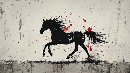 Galloping Golden Horse: A Stunning Poster for Sports Interiors Featuring Liquid Textures and Molten Gold Trails on a Vibrant White Background