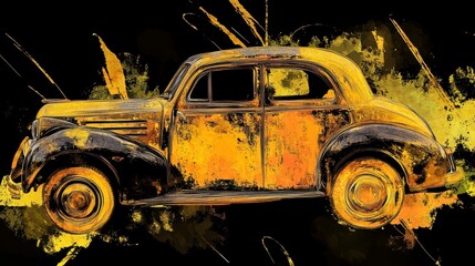 Fototapeta premium Vintage Car Art: A Golden Age of Automobiles