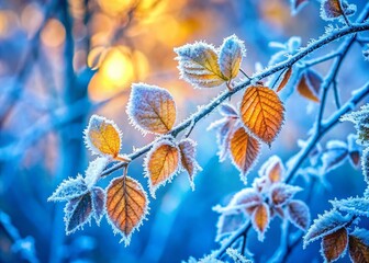 Fototapeta premium Winter Foliage Long Exposure Photography: Frozen Beauty, Icy Branches, Magical Winter Wonderland, Nature's Frozen Art