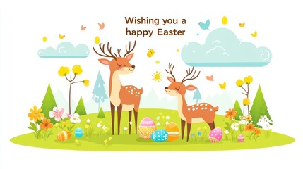 Happy Easter Deer Meadow: Springtime Celebration