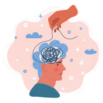 hand untangling mind, abstract, pastel colors clip art preview