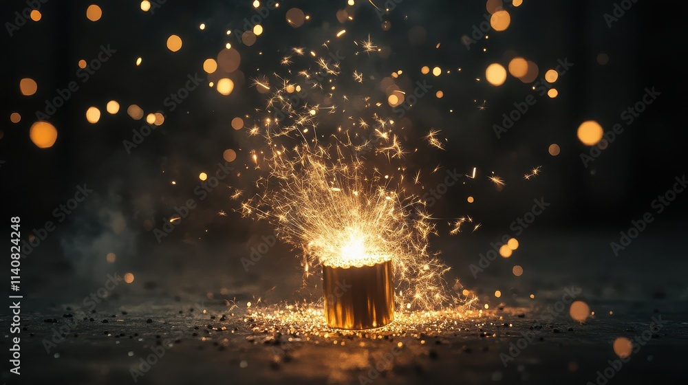 Poster silvester wunderkerze - celebrate new year with spark and firecracker display