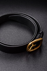 New leather women's belt with an old-style metal buckle