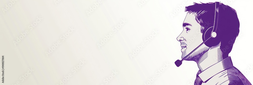 Poster illustration of a smiling customer service representative with a headset.