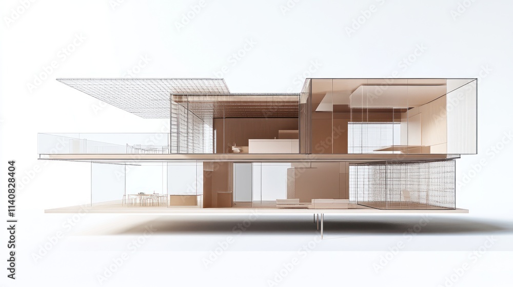 Aufkleber A modern architectural design showcasing a minimalist structure with open spaces.