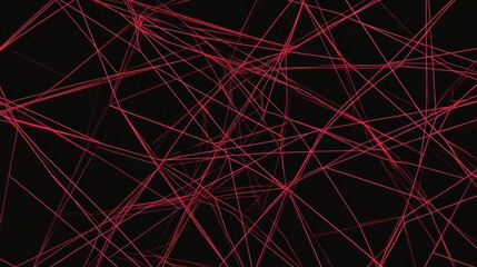 Intricate Red Lines Intertwined in a Geometric Abstract Design