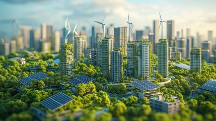 Obraz premium Eco-Friendly Metropolis: A Sustainable Cityscape of the Future