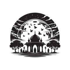 Black Color Silhouette Vector Illustration, Solid White Background 33.eps