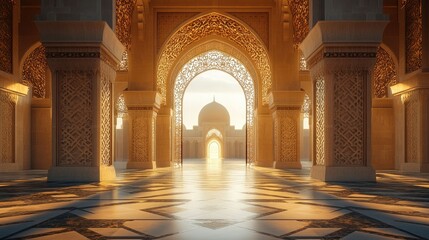 Obraz premium Golden Hour at the Grand Mosque: Architectural 