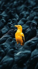 A Golden Bird Among Many Dark Crows