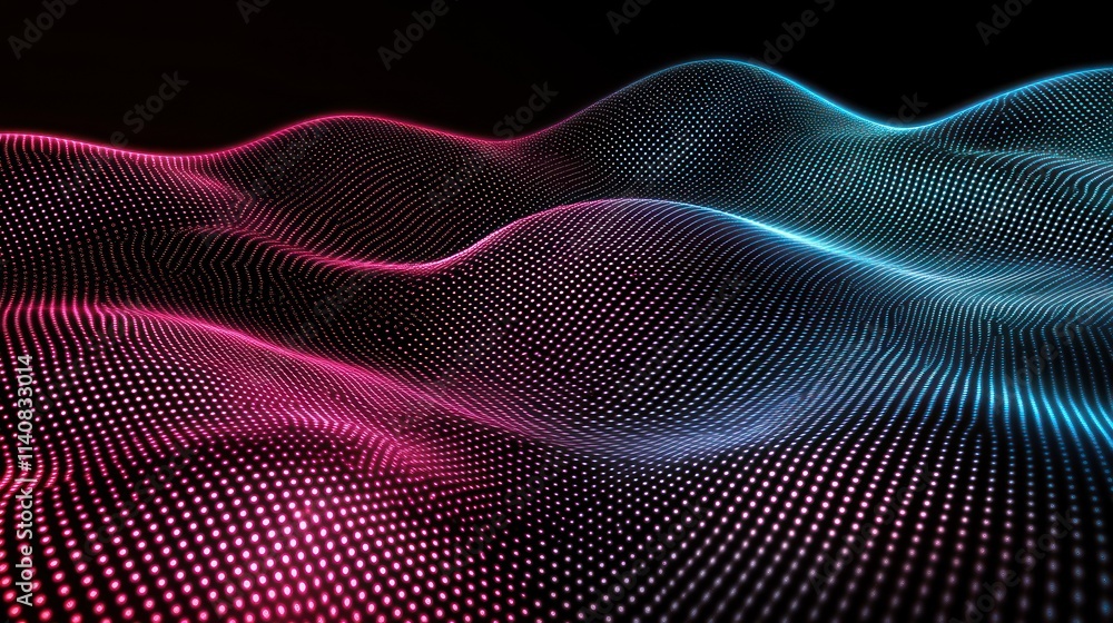 Poster Abstract digital waves with vibrant colors creating a dynamic visual effect.