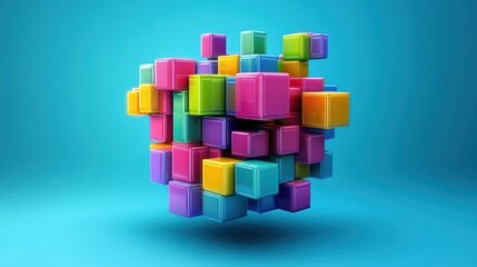 Obraz premium Vibrant 3D Colorful Cubes Abstract Art