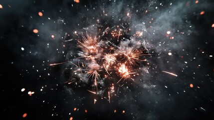 Fototapeta premium Fireworks released on black, a festive concept for a happy and prosperous new year