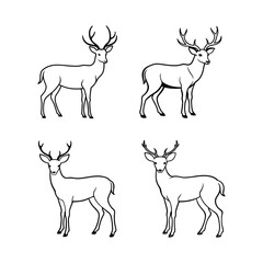 A set of deer vector silhouette illustration