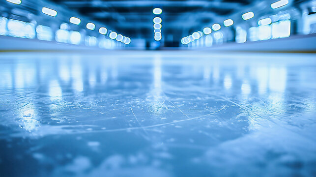 An ice skating rink designed for recreational or competitive ice skating on smooth, beautiful ice, skating being one of the enjoyable activities during the winter season.