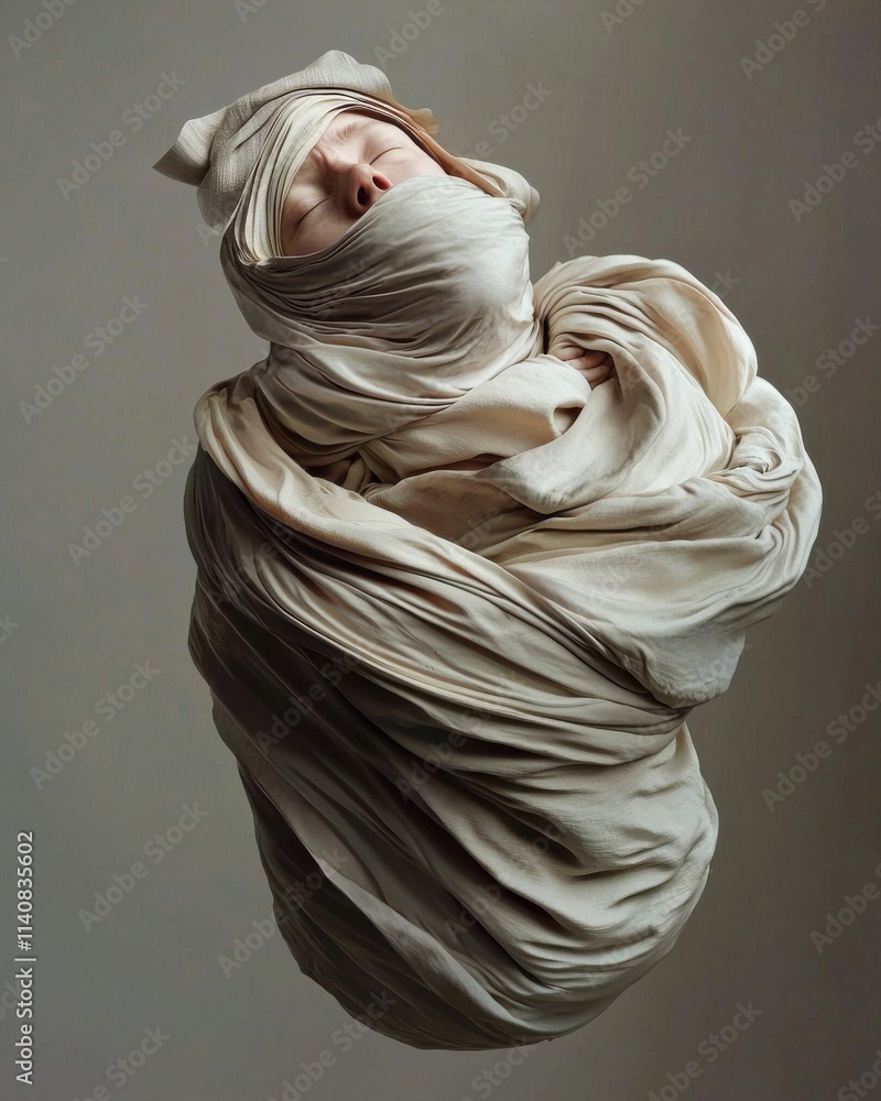 Poster emotional reflection of overthinking studio setting art installation neutral background close-up per
