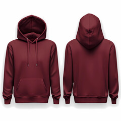 Maroon Hooded Sweatshirt Front and Back View &ndash; Product Mockup Photography