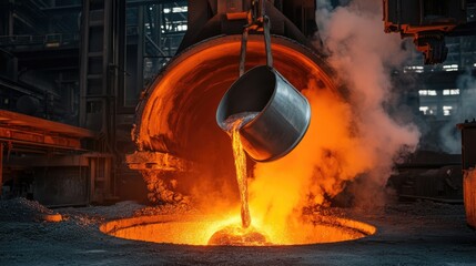 Molten Metal Pouring into a Furnace