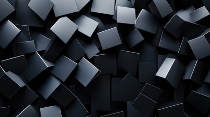 Abstract Dark Cubes: A 3D Rendering of Stacked Black Squares