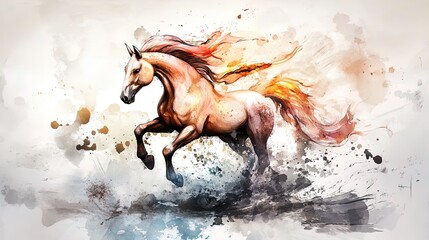 Dynamic Golden Galloping Horse: An Abstract Masterpiece of Liquid Gold - Perfect as a Sports Interior Poster for Performance and Elegance!