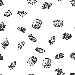 french cuisine food meal vector seamless pattern thin line illustration
