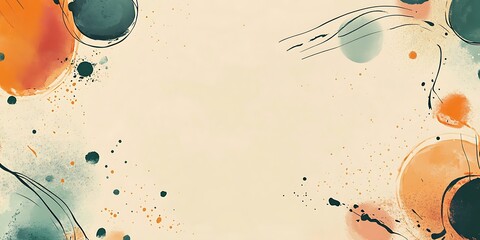 Abstract Beige Canvas with Splashes and Circles