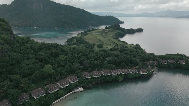 Island with Huts in the Philippines